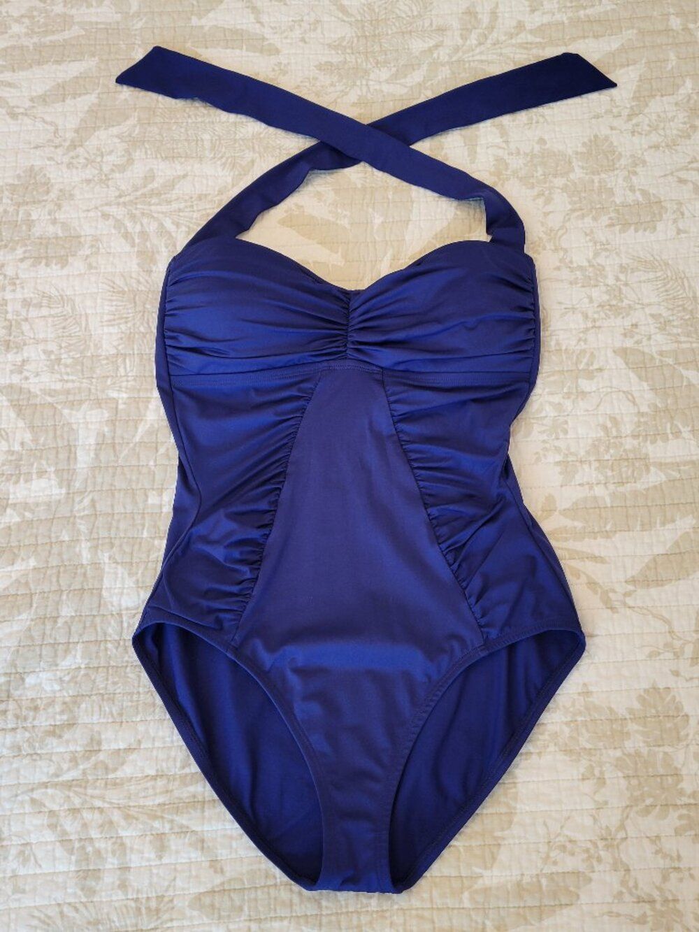 🌴 TOMMY BAHAMA Slimming Tummy Control One Piece Halter Swimsuit | Royal Blue 14